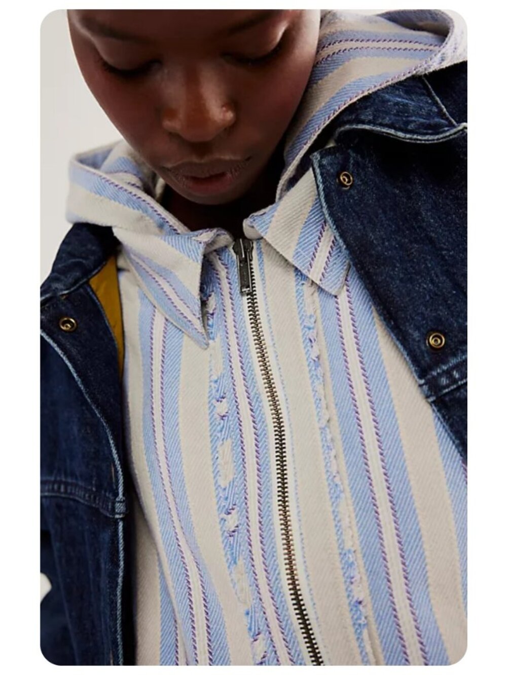 We The Free People Moonlit Shore Stripe Shirt sz L - Picture 2 of 10
